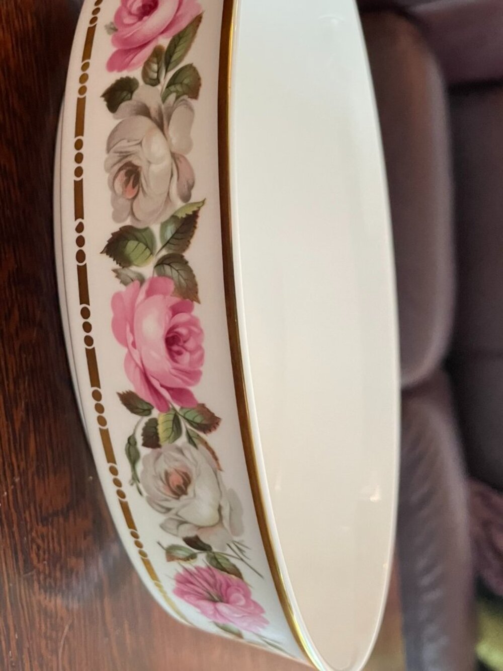 Royal Worcester royal garden Oval Serving Bowl 9" long in Mint.  Dot and dash. - Picture 2 of 9